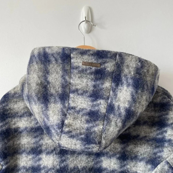 Soia & Kyo Kym Wool Blend Check Plaid Zip  Jacket Hooded Coat Sz Medium - Picture 11 of 12